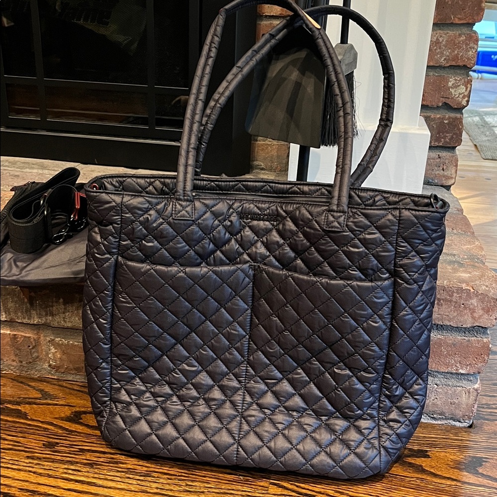 MZ Wallace Black Large Metro Quatro used once with luggage sleeve